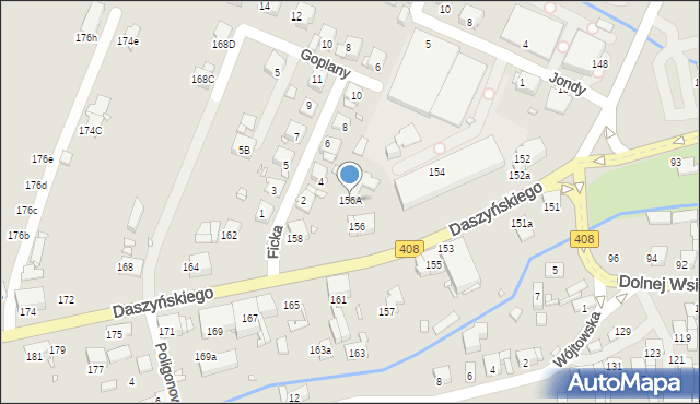 Gliwice, Daszyńskiego Ignacego, 156A, mapa Gliwic