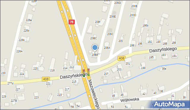 Gliwice, Daszyńskiego Ignacego, 208A, mapa Gliwic