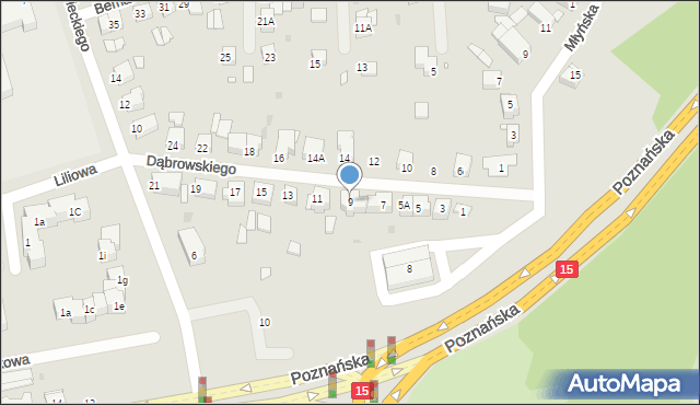 Gniezno, Dąbrowskiego Jarosława, gen., 9, mapa Gniezna