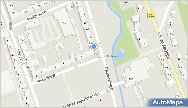 Gorzów Wielkopolski, Dąbrowskiego Jarosława, gen., 13A, mapa Gorzów Wielkopolski