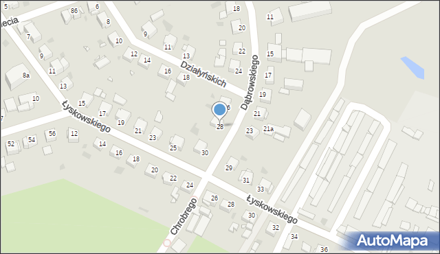 Grudziądz, Dąbrowskiego, 28, mapa Grudziądza