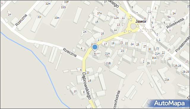 Jawor, Dąbrowskiego Jarosława, gen., 21, mapa Jawor