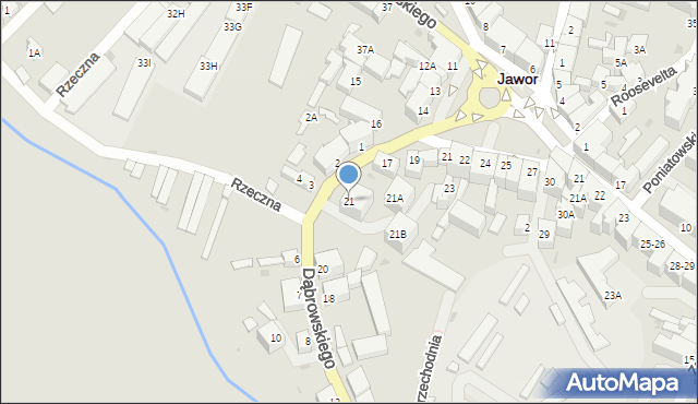 Jawor, Dąbrowskiego Jarosława, gen., 21, mapa Jawor