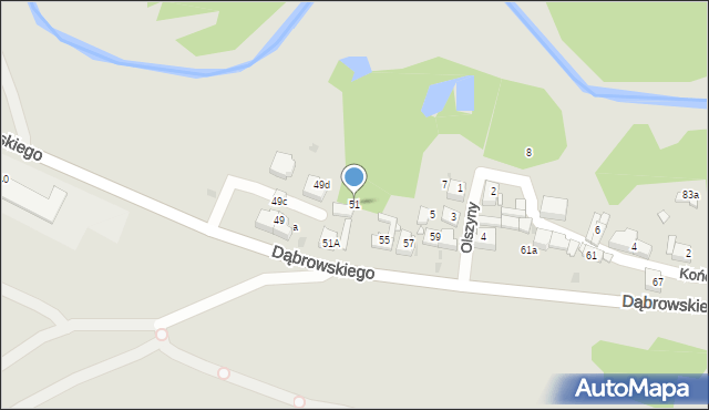 Jaworzno, Dąbrowskiego Jarosława, gen., 51, mapa Jaworzno