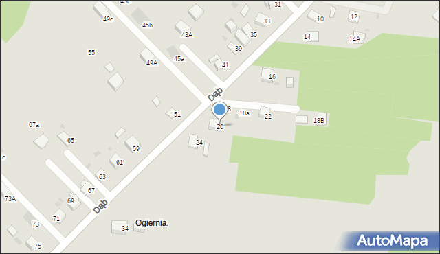 Jaworzno, Dąb, 20, mapa Jaworzno