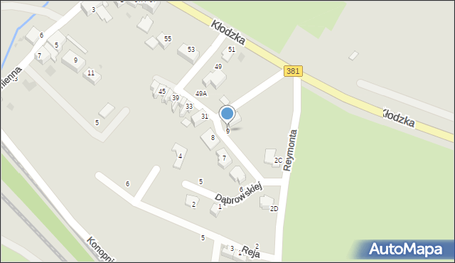 Jedlina-Zdrój, Dąbrowskiej Marii, 9, mapa Jedlina-Zdrój