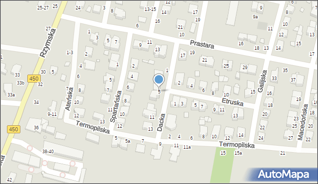 Kalisz, Dacka, 5, mapa Kalisza