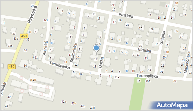 Kalisz, Dacka, 9, mapa Kalisza