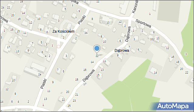 Kamień, Dąbrowa, 12, mapa Kamień