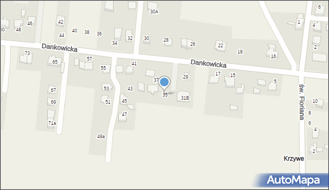 Kaniów, Dankowicka, 35, mapa Kaniów