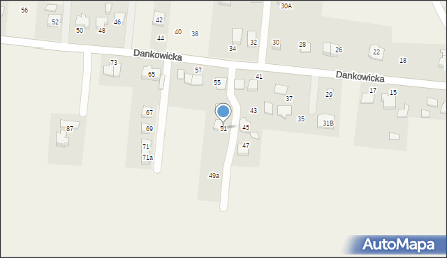 Kaniów, Dankowicka, 51, mapa Kaniów