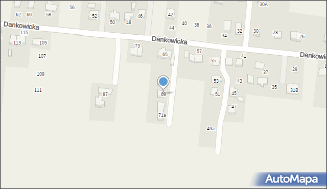 Kaniów, Dankowicka, 69, mapa Kaniów