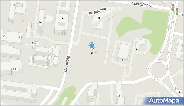 Katowice, Damrota Konstantego, 26, mapa Katowic