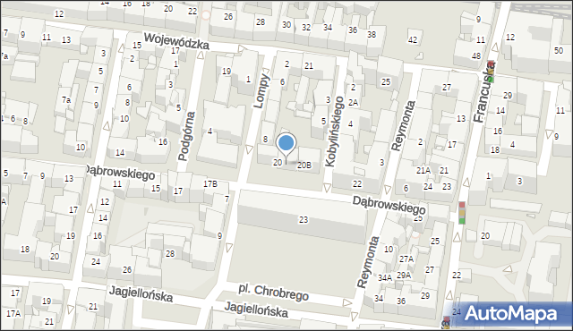 Katowice, Dąbrowskiego Henryka, gen., 20A, mapa Katowic
