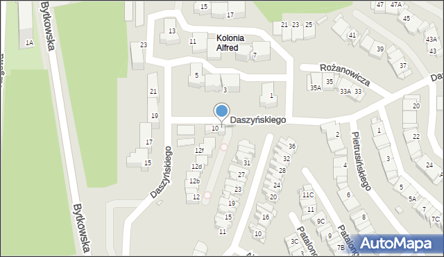 Katowice, Daszyńskiego Ignacego, 10a, mapa Katowic