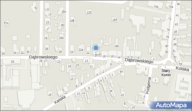 Konin, Dąbrowskiego Jarosława, gen., 20, mapa Konina