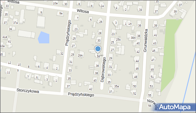 Kostrzyn, Dąbrowskiego Jarosława, gen., 34, mapa Kostrzyn