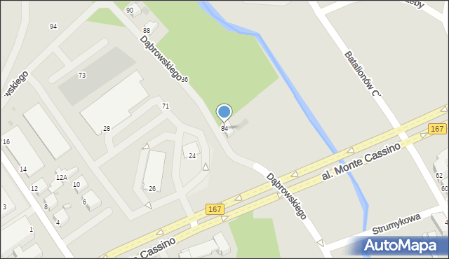 Koszalin, Dąbrowskiego Jarosława, gen., 84, mapa Koszalina