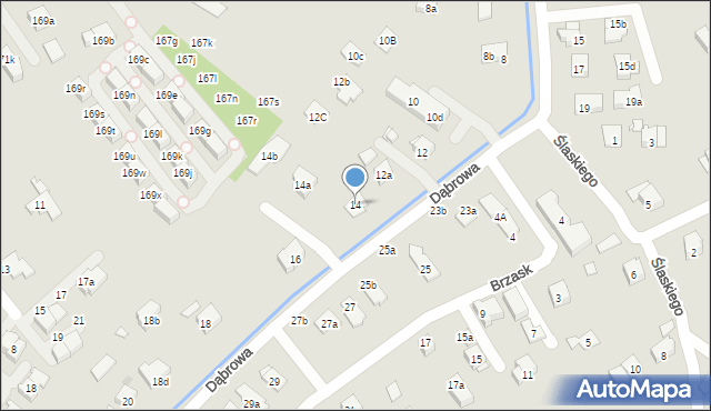 Kraków, Dąbrowa, 14, mapa Krakowa