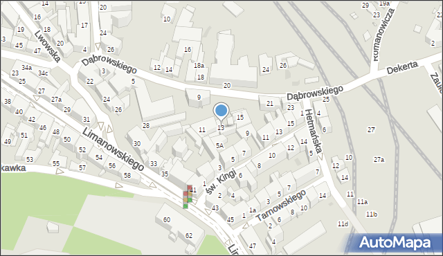 Kraków, Dąbrowskiego, 13, mapa Krakowa