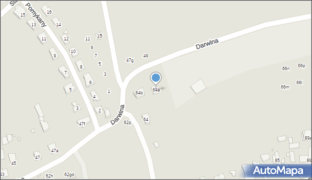 Kraków, Darwina Karola, 64a, mapa Krakowa