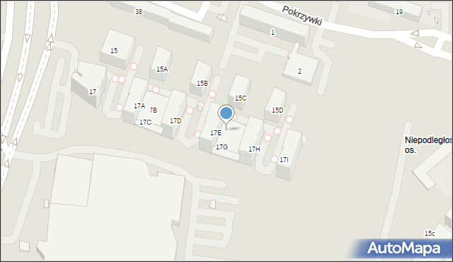 Kraków, Dąbrowskiej Marii, 17F, mapa Krakowa