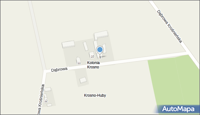 Krosno, Dąbrowa Krośnieńska, 9, mapa Krosna