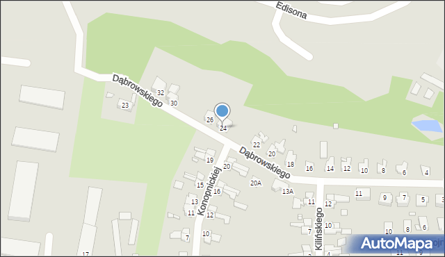 Krosno Odrzańskie, Dąbrowskiego, 24, mapa Krosno Odrzańskie