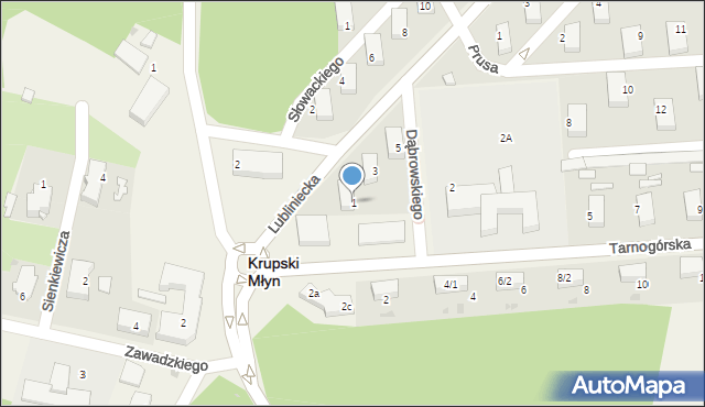 Krupski Młyn, Dąbrowskiego, 1, mapa Krupski Młyn
