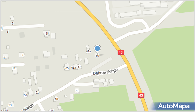 Krzepice, Dąbrowskiego, 69, mapa Krzepice