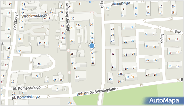 Leszno, Dąbrowskiego Jarosława, gen., 22, mapa Leszno