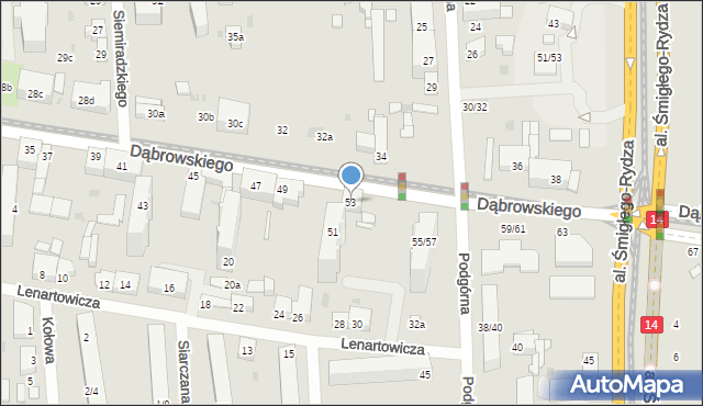 Łódź, Dąbrowskiego Jarosława, gen., 53, mapa Łodzi