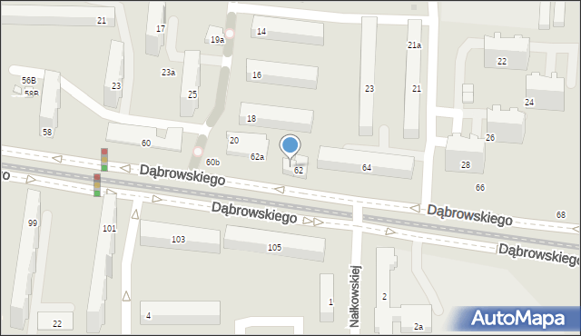 Łódź, Dąbrowskiego Jarosława, gen., 62b, mapa Łodzi