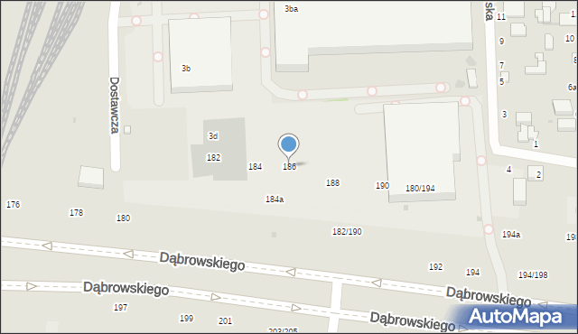 Łódź, Dąbrowskiego Jarosława, gen., 186, mapa Łodzi