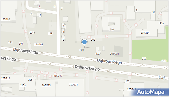 Łódź, Dąbrowskiego Jarosława, gen., 200/202, mapa Łodzi