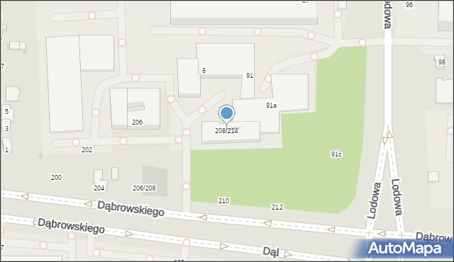 Łódź, Dąbrowskiego Jarosława, gen., 208/214, mapa Łodzi