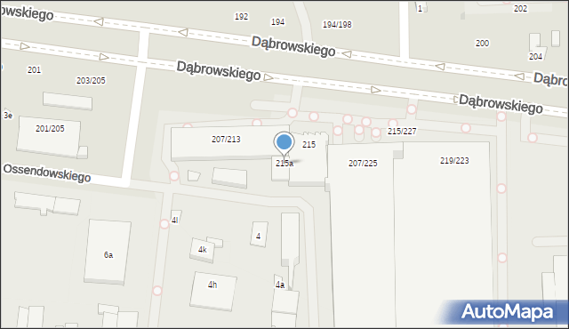 Łódź, Dąbrowskiego Jarosława, gen., 215a, mapa Łodzi