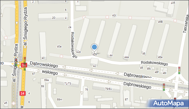 Łódź, Dąbrowskiego Jarosława, gen., 42b, mapa Łodzi