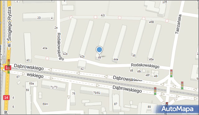 Łódź, Dąbrowskiego Jarosława, gen., 44, mapa Łodzi