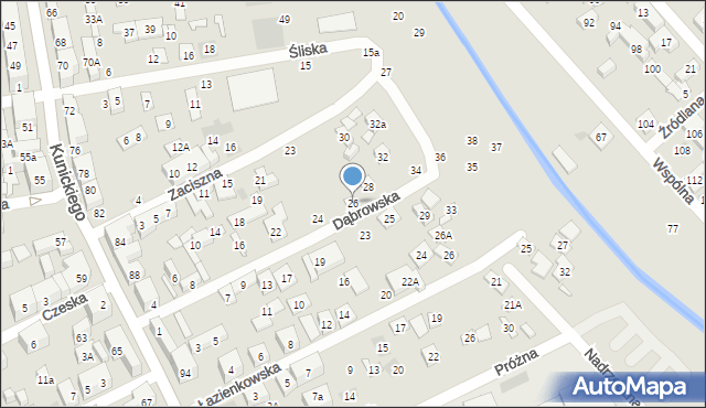 Lublin, Dąbrowska, 26, mapa Lublina