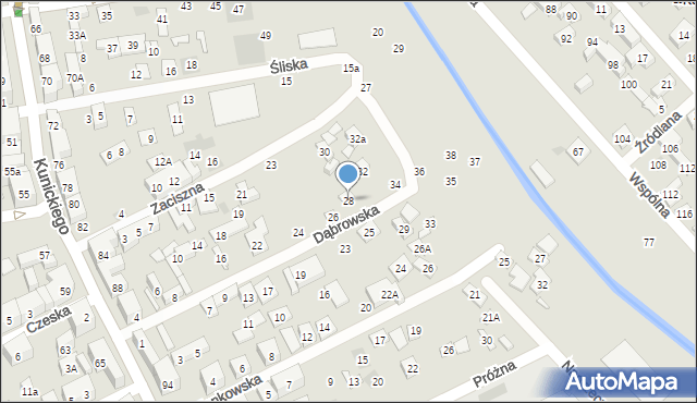 Lublin, Dąbrowska, 28, mapa Lublina