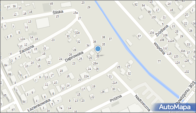 Lublin, Dąbrowska, 33, mapa Lublina