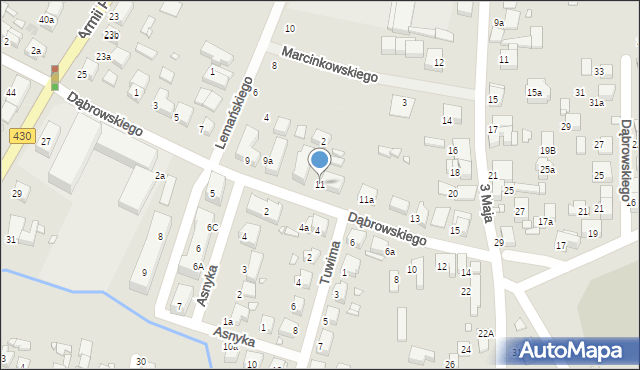 Luboń, Dąbrowskiego Henryka, gen., 11, mapa Luboń