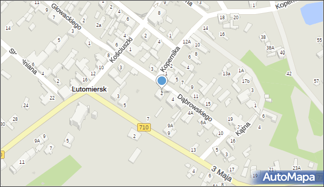 Lutomiersk, Dąbrowskiego, 2, mapa Lutomiersk