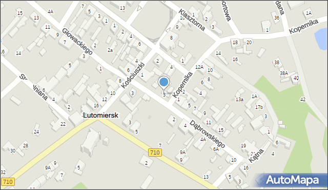 Lutomiersk, Dąbrowskiego, 3, mapa Lutomiersk
