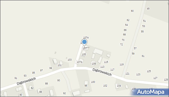 Masłomiąca, Dąbrowskich, 107, mapa Masłomiąca