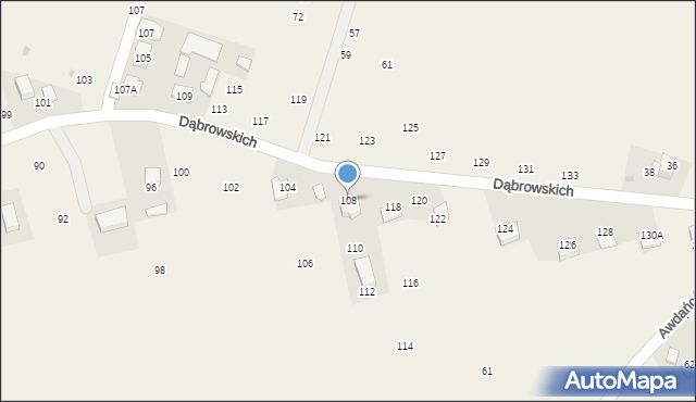 Michałowice, Dąbrowskich, 108, mapa Michałowice