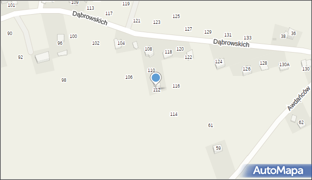 Michałowice, Dąbrowskich, 112, mapa Michałowice