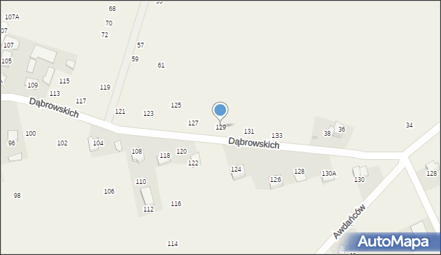 Michałowice, Dąbrowskich, 129, mapa Michałowice