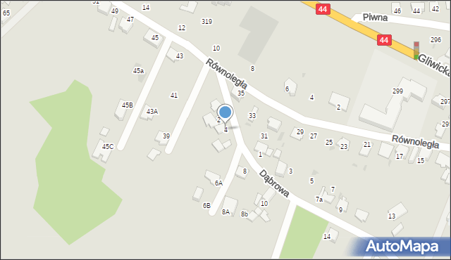 Mikołów, Dąbrowa, 4, mapa Mikołów